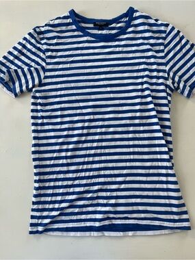 Ron Dorff Blue & White Striped Short Sleeve Tee